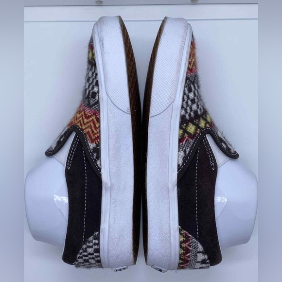 Vans Classic Slip-On Fair Isle Brown Textile Unisex Women’s Shoes Size 6.5 - Picture 5 of 9